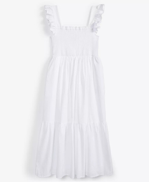 Women's Cotton Smocked Midi Dress, Created for Modazone Bright White - 11