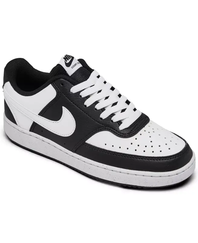 Women's Court Vision Low Next Nature Casual Sneakers from Finish Line-Black/White - 1