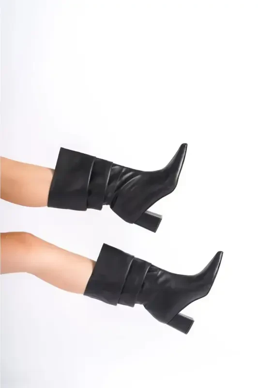 Women's Cowboy Boot-Black LEATHER M - 2