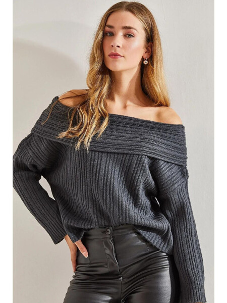 Women's Cowl Neck Sweater-Anthracite - LC WAIKIKI