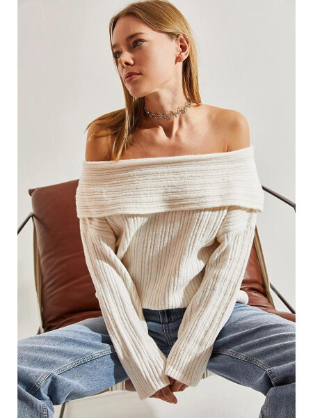 Women's Cowl Neck Sweater-Ecru - LC WAIKIKI (1)