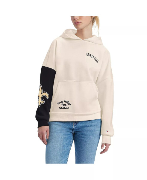 Women's Cream, Black New Orleans Saints Harriet Pullover Hoodie Cream, Black - 1