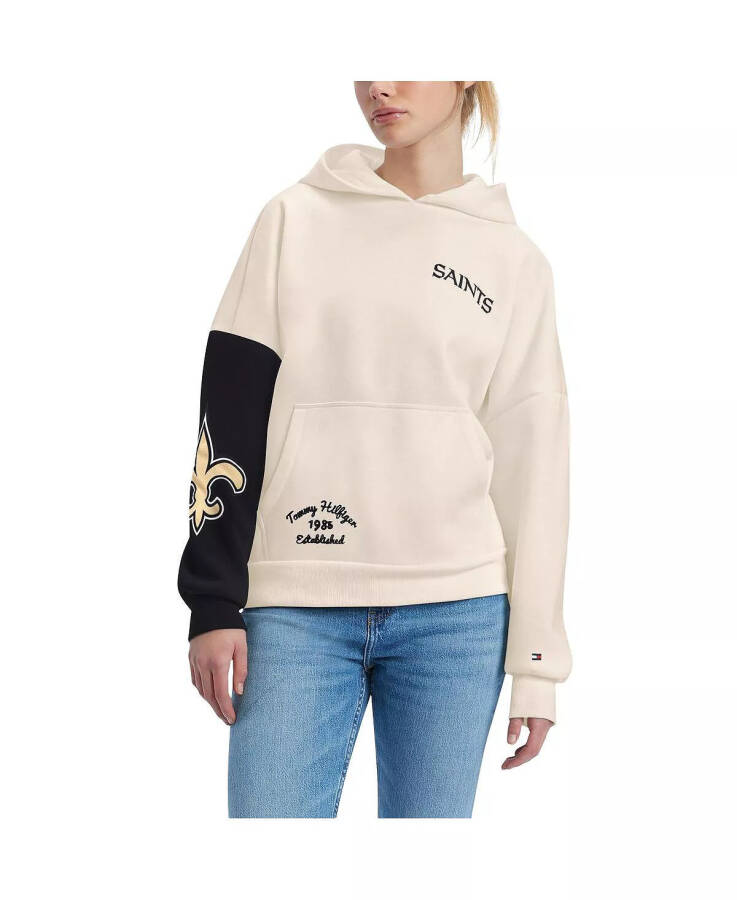 Women's Cream, Black New Orleans Saints Harriet Pullover Hoodie Cream, Black - 1