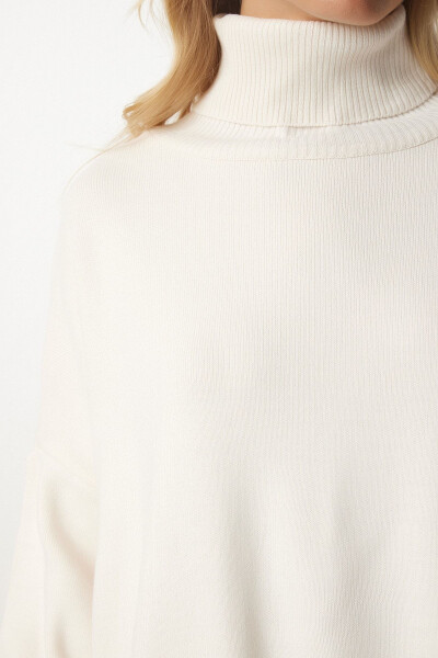 Women's Cream Fisherman Neck Oversized Knit Sweater BV00084 - 5