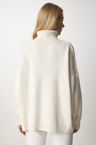Women's Cream Fisherman Neck Oversized Knit Sweater BV00084 - 6