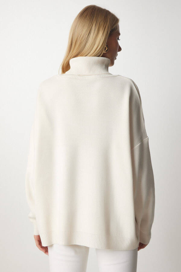 Women's Cream Fisherman Neck Oversized Knit Sweater BV00084 - 6