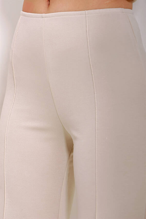 Women's Cream Front Seam Lycra Modal Palazzo Pants ALC-X11514 - 4