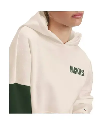 Women's Cream, Green Green Bay Packers Harriet Pullover Hoodie-Cream, Green - 2