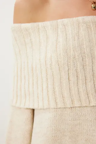 Women's Cream Madonna Collar Knit Sweater MT00156-Cream - 5