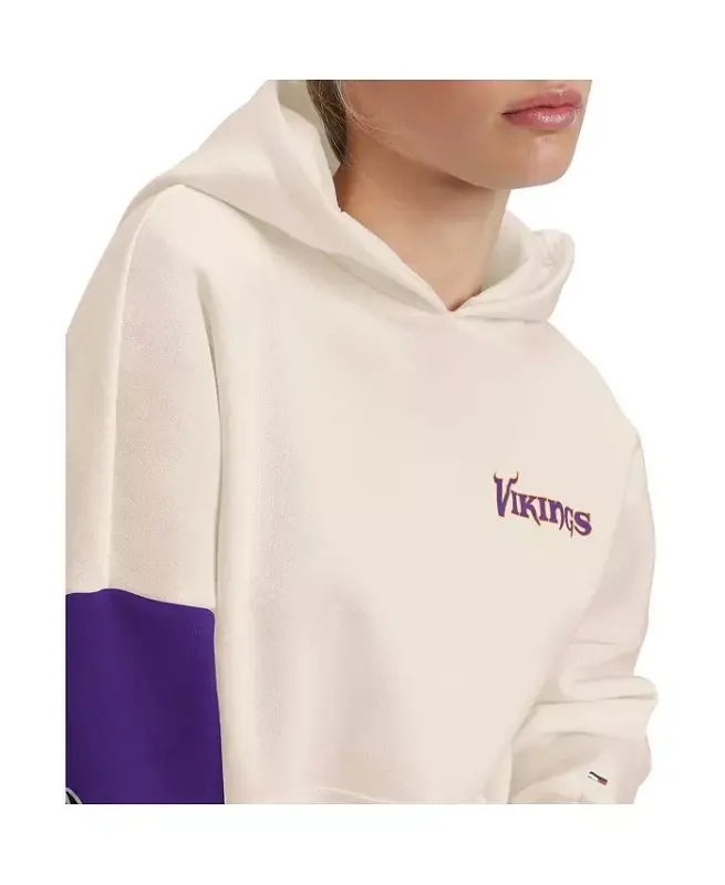 Women's Cream, Purple Minnesota Vikings Harriet Pullover Hoodie-Cream, Purple - 2