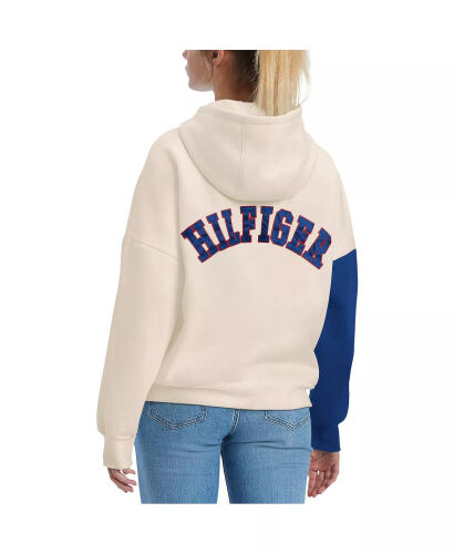 Women's Cream, Royal Buffalo Bills Harriet Pullover Hoodie-Cream, Royal - TOMMY HILFIGER (1)