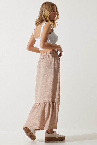 Women's Cream Ruffle Summer Midi Skirt DD01231 - HAPPINESS İSTANBUL (1)