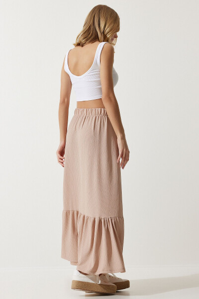 Women's Cream Ruffle Summer Midi Skirt DD01231 - 3