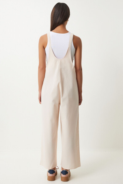 Women's Cream Strappy Thin Gabardine Summer Gardener Jumpsuit KY00011 - 6
