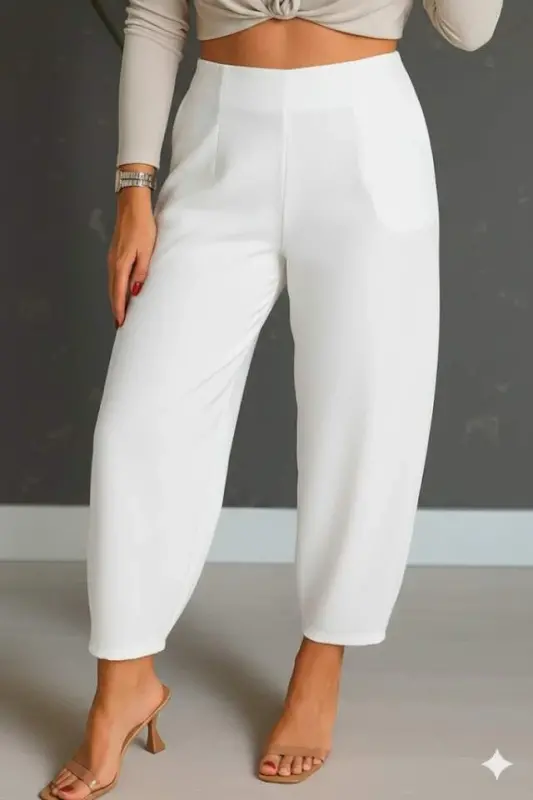 Women's Crepe Fabric Balloon Pants - BÜYÜKBEDENIZ
