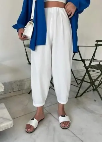 Women's Crepe Fabric Balloon Pants - 3