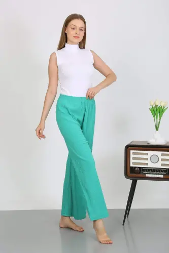 Women's Crepe Fabric Lightweight-Flexible Trousers 210074 Green - 20