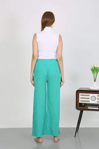 Women's Crepe Fabric Lightweight-Flexible Trousers 210074 Green - 18