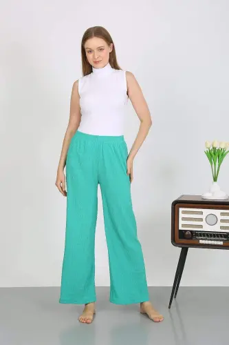 Women's Crepe Fabric Lightweight-Flexible Trousers 210074 Green - 1