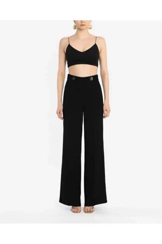 Women's Crepe Pants-BURGUNDY - 5