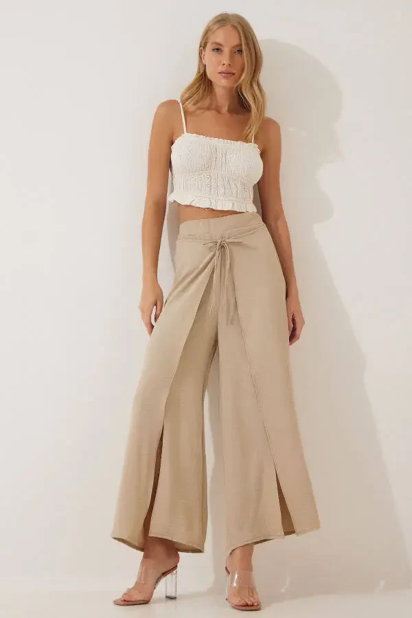 Women's Crepe Skirt Look Ayrobin Palazzo Pants DE00009 - 1