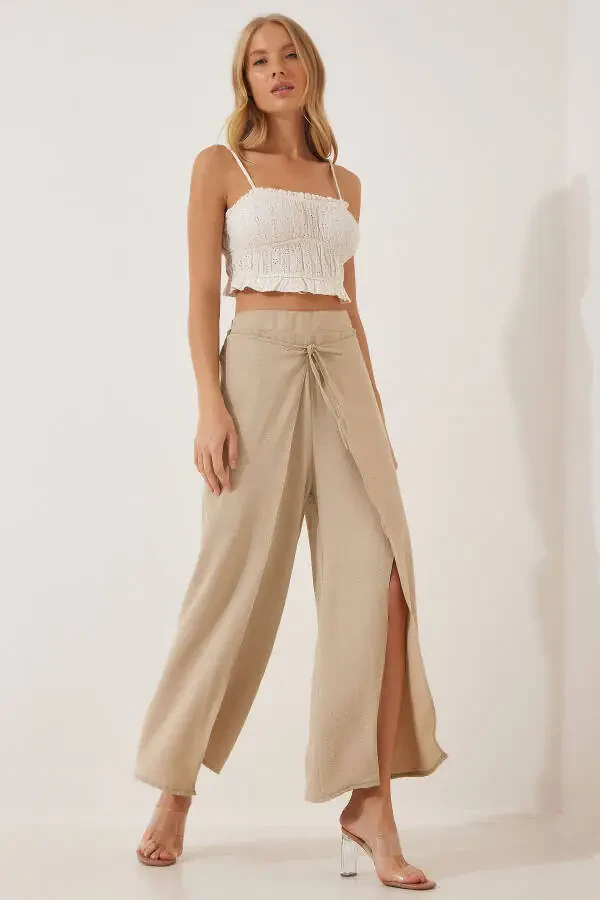 Women's Crepe Skirt Look Ayrobin Palazzo Pants DE00009 - 3