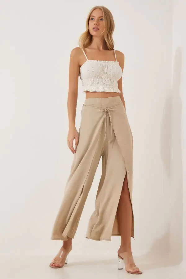 Women's Crepe Skirt Look Ayrobin Palazzo Pants DE00009 - 4