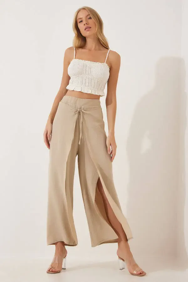 Women's Crepe Skirt Look Ayrobin Palazzo Pants DE00009 - 5