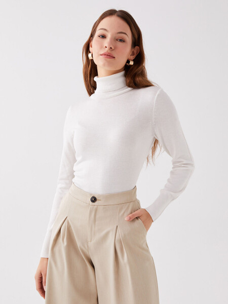 Women's Crew Neck Plain Long Sleeve Knit Sweater - 8