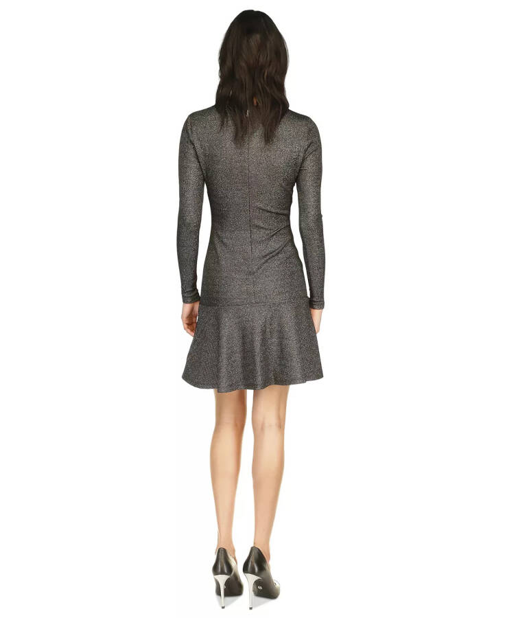 Women's Crewneck Long-Sleeve Dress Black & Silver - 2