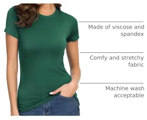 Women's Crewneck Slim Fitted Short Sleeve T-Shirt Stretchy Bodycon Basic Tee Tops - 4