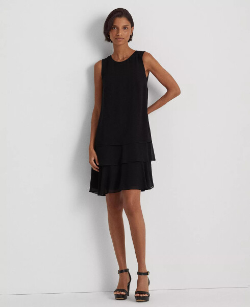 Women's Crinkle Georgette Shift Dress Black - 1