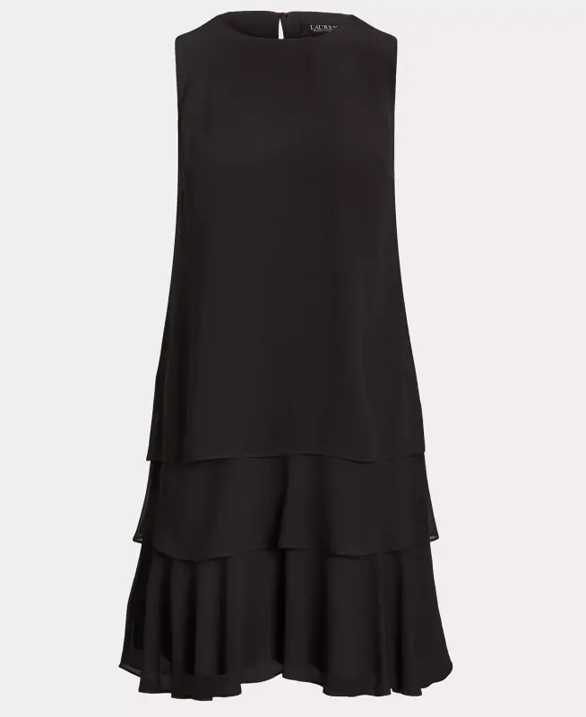 Women's Crinkle Georgette Shift Dress - Black - 5