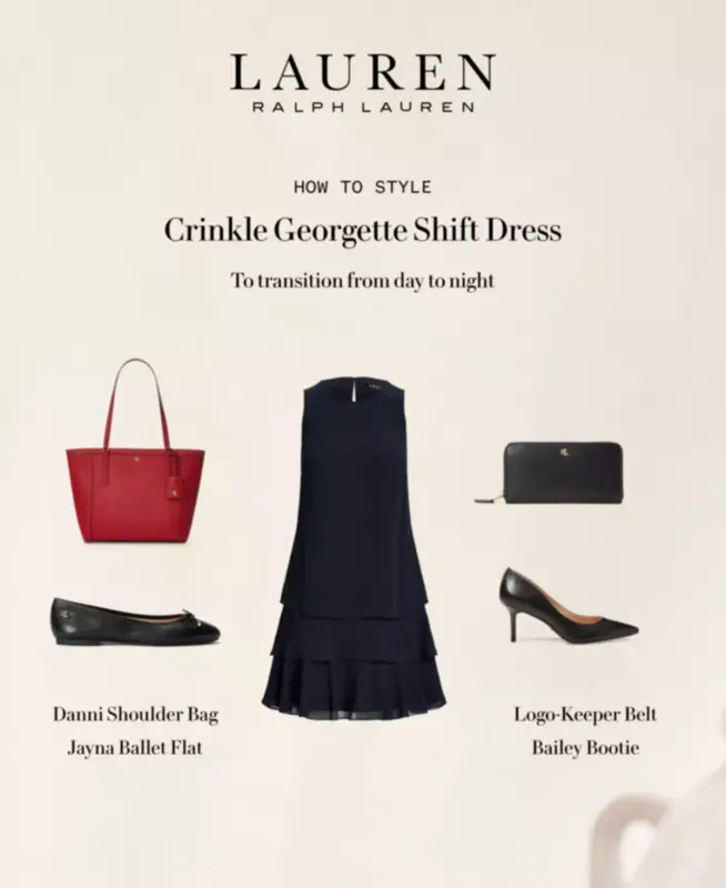 Women's Crinkle Georgette Shift Dress - Black - 7