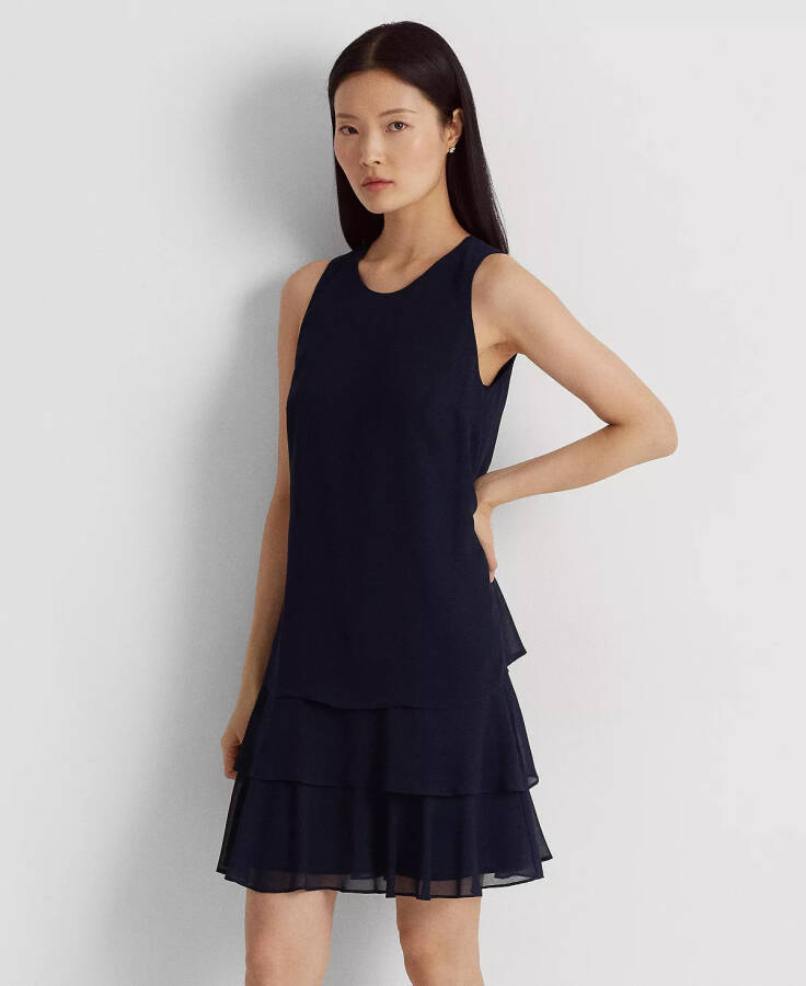 Women's Crinkle Georgette Shift Dress Lighthouse Navy - 1