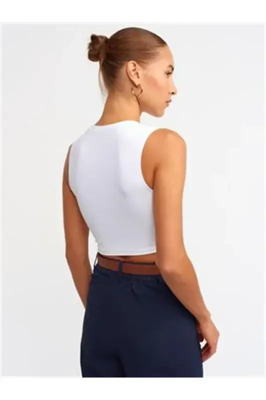 Women's Crop Top-WHITE - 3