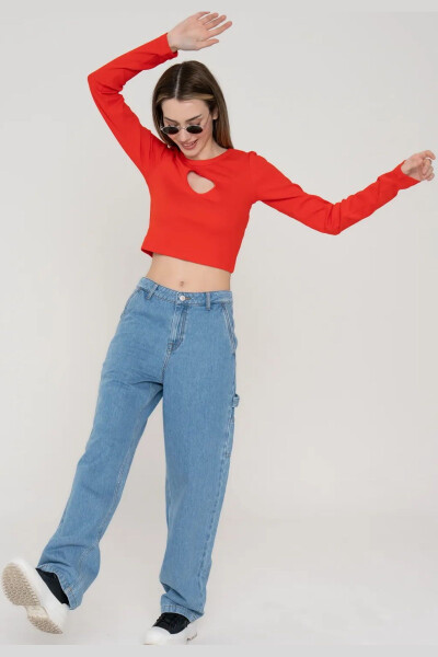 Women's Crop Top, Window Detail, Long Sleeve - Fillipa - JACK & JONES (1)