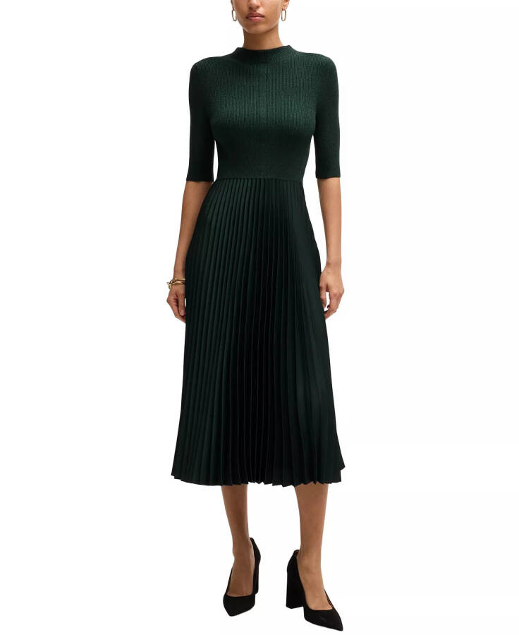 Women's Cropped-Sleeve Dress Open Green - 1