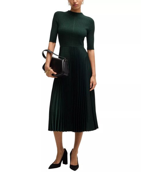 Women's Cropped-Sleeve Dress Open Green - 4
