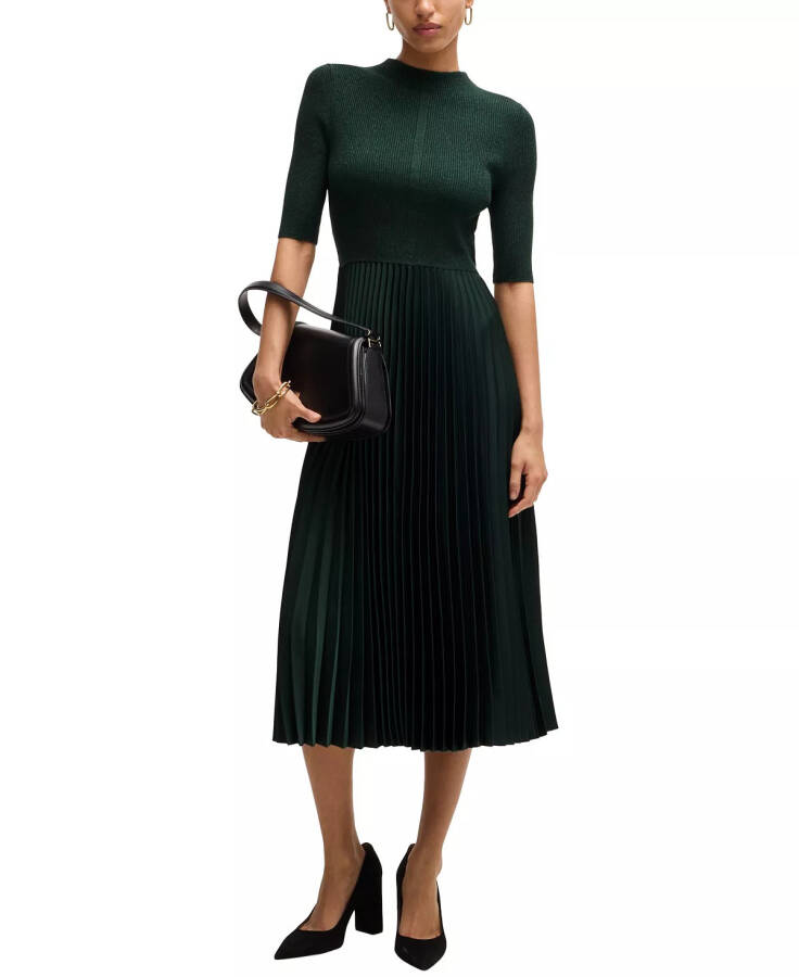Women's Cropped-Sleeve Dress Open Green - 4