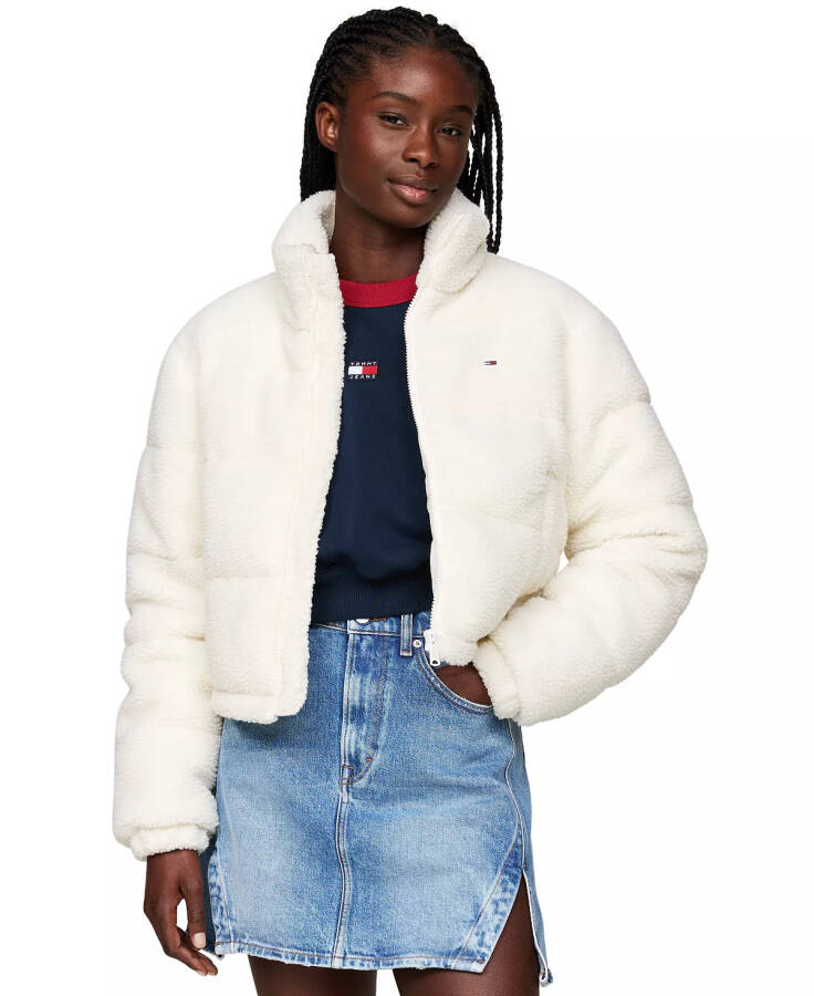 Women's Cropped Teddy Essential Coat ANCIENT WHITE - 1