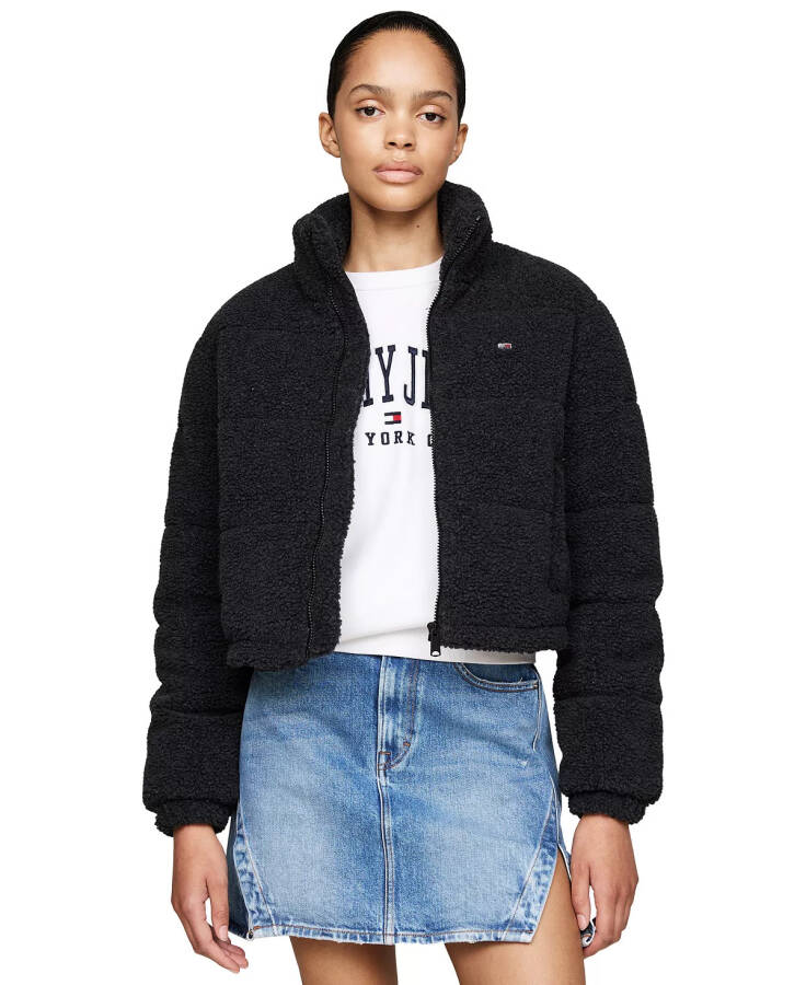 Women's Cropped Teddy Essential Coat BLACK - 1