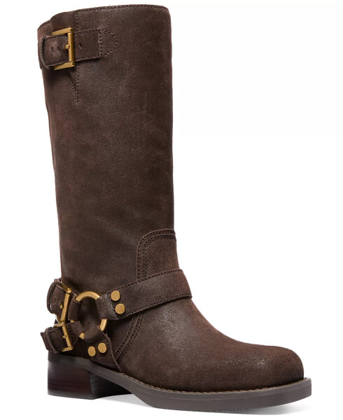 Women's Crosby Leather Moto Boots Chocolate - 1