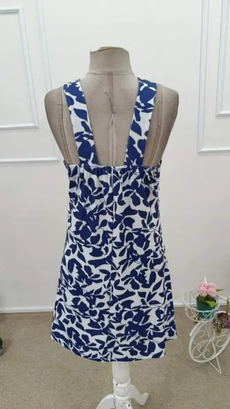 Women's Cross-Neck Drop-Detail Off-Shoulder Patterned Short Jersey Dress - 7