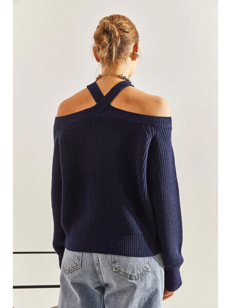 Women's Cross Strap Knit Sweater - 7