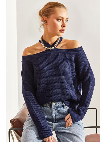 Women's Cross Strap Knit Sweater - 9