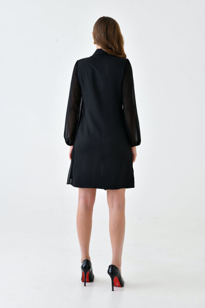Women's Crossover Jacket Collar Skirt Pleated Tulle Detail - 3