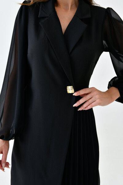 Women's Crossover Jacket Collar Skirt Pleated Tulle Detail - 4