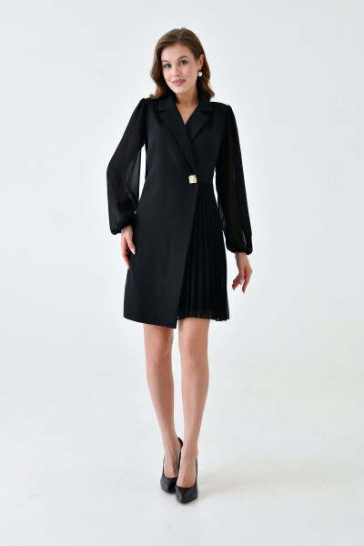 Women's Crossover Jacket Collar Skirt Pleated Tulle Detail - 6