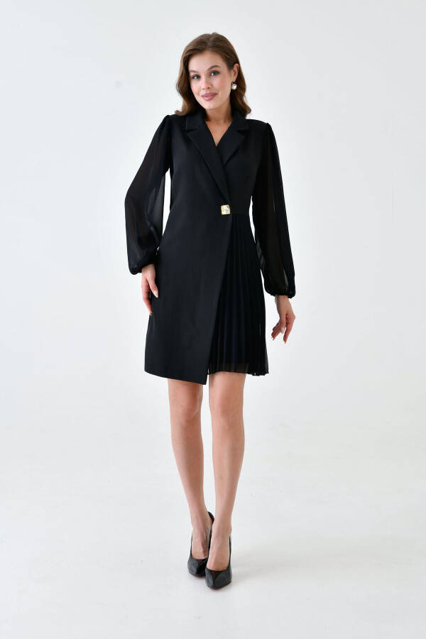 Women's Crossover Jacket Collar Skirt Pleated Tulle Detail - 6